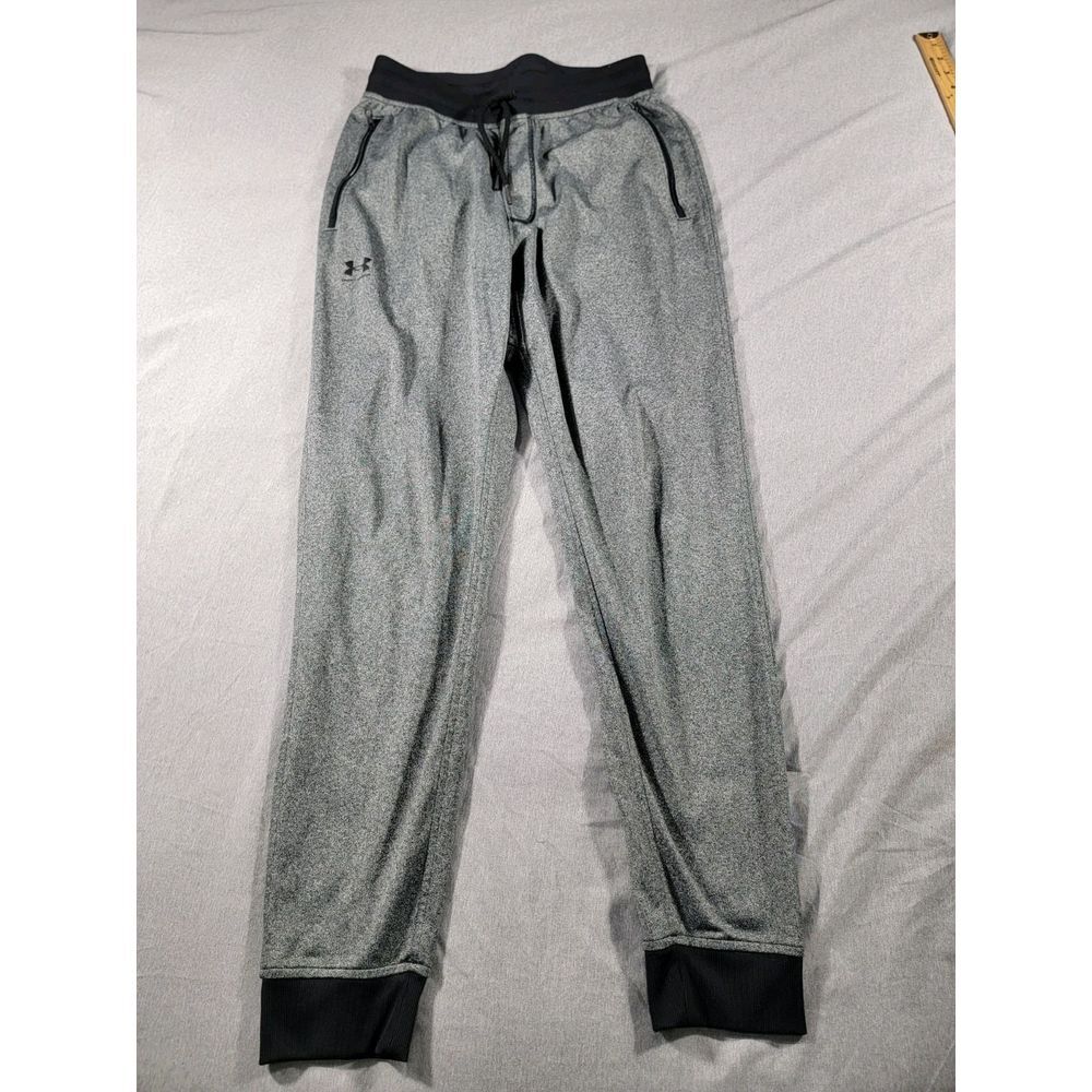 Under Armour Jogger Pants Mens Medium Heather Black Sportstyle Tricot Sweatpants